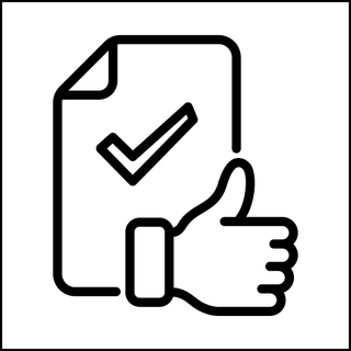 チェック済み書類とサムズアップのアイコン